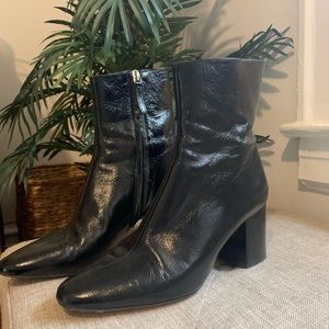 Black Zara booties - patent leather